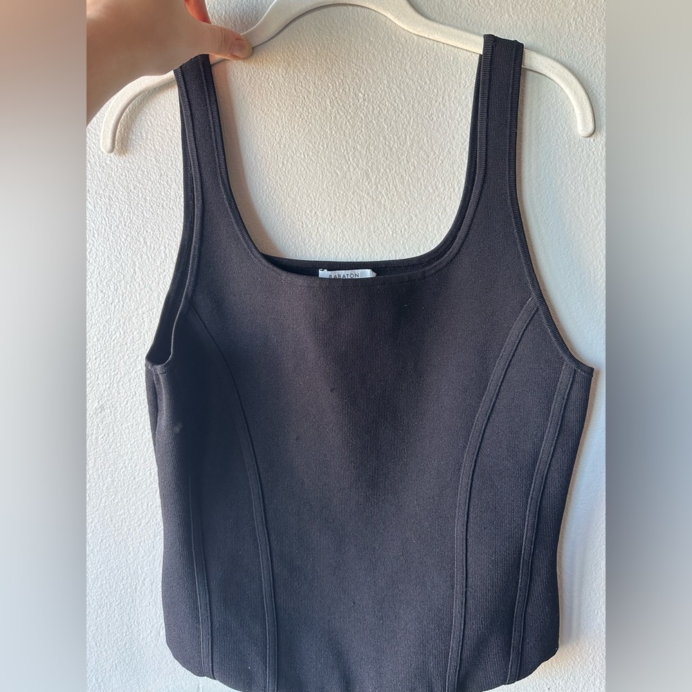 Aritzia Babaton black knit tank top